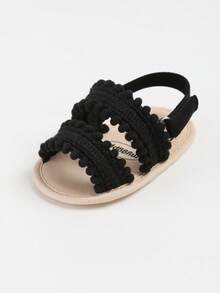 Newborn/Infant Girls' Summer Soft Bottom Retro Sandals, Infant Toddler Shoes, Nursery Shoes - Black - View 5
