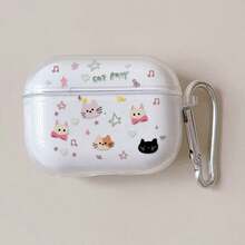 1个猫咪透明耳机保护套，适用于 Pro 3 Pro 2 3 2 1 4，可爱简约 - 粉紅色 - 查看 8