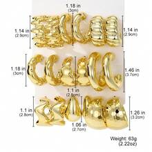 18pcs/Set CCB Material Asymmetrical Earrings For Women, Daily Wear - Gold - View 5