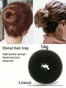 1 Set Black Donut Bun Hairstyle Tools, Donut Bun Maker, Bun Hairstyle Maker, Donut Bun Shaper - Black - View 1