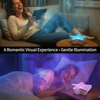 海星北极光投影仪，7种颜色模式3D海洋波浪夜灯，水波星空投影仪，卧室装饰，美观房间装饰，独特女性生日礼物