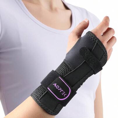 Carpal Tunnel Wrist Brace For Men Women, Night Sleeping Wrist Support With 2 Splints, Pain Relief Hand Brace For Arthritis Sprains Tendonitis, Adjustable Wrist Splint For Right Hand (S/M, Black & Purple)
