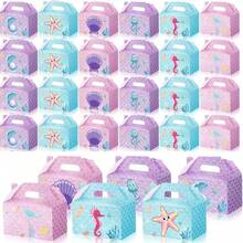 6/12/18/24/30/36Pcs Mermaid Party Gift Box Shell Pearl Mermaid Gift Bag Candy Gift Box Party Gift Ocean Mermaid Gift Box With Handle For Underwater Mermaid Birthday Party Supplies - Multicolor - View 8