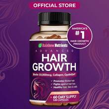 24-In-1 Advanced Hair Growth Vitamins | Biotin 10,000mcg, Collagen, Patented OptiMSM, GoMCT, Saw Palmetto | Naturally Regrow Stronger & Healthier Hair, Skin And Nails | Stops Hair Loss | 60 Day Supply - 80克 - 查看 8