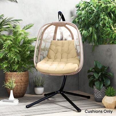 Seat Cushion, 120x100 Cm, Chair Cushion With Backrest, 8 Cm Thick, Water Repellent, Seat Cushion For Rocking Chairs And Hanging Baskets, Beige