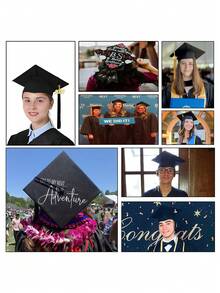 3pcs/1pc Unisex Matte Graduation Cap, 2026 Charming Graduation Cap, Adjustable Size Bachelor Cap, Tassel Decor Doctor Cap, Master Cap, Suitable For High School And Bachelor/Master Graduation Ceremony Photo - Multicolor - View 4