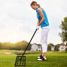 Lawn Squeegee Stainless Steel Lawn Levelling Rake With Adjustable Length Handle, Lawn Squeegee For Sanding, Pulling, Leveling Rake, Surface Leveler For Golf Course, Garden - Green 25*75cm - View 2