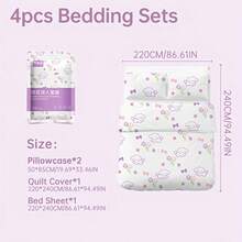Portable Disposable Bedding Set, Purple Puppy Print, Travel Hotel Disposable Bedding Set, Includes Bed Sheet + Duvet Cover + Pillowcase, Disposable, Clean, Convenient, Hygienic - Multicolor - View 7