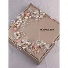 1pc Korean Style Delicate Hair Band Crown Headband For Daily Wear And Wedding Party, Forest Design - trắng - Xem 2