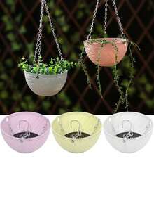 随机1件 时尚多肉植物阳台吊篮花盆藤编图案链条花盆 - 彩色 - 查看 11
