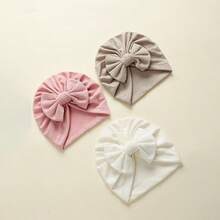 3 Stück/Set Mehrfarbige gestrickte Schleifen Baby Mützen, breites Design zum Schutz der Fontanelle, geeignet für alle Jahreszeiten, ideal für Feiertage, Feiern, Geschenke, super süß & modisch für Baby Fotos - Verschiedenfarbig - Übersicht 10