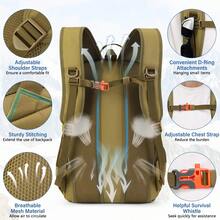 NEWHEY 43升战术背包 徒步露营背包 防水军用背包 登山包 大容量求生背包 户外背包 男士背包 旅行钓鱼狩猎日常背包 大容量旅行包 - 彩色 - 查看 7