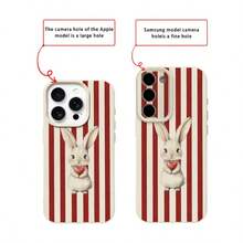 1 chiếc ốp lưng điện thoại bằng chất liệu TPU hình trái tim sọc họa tiết thỏ, phù hợp với 17 Pro Max/17/16 Pro Max/15/13/12/11, S20 FE/A15/S24/A55, Note 11/Note 12/Note 13 Pro, ốp lưng bảo vệ mềm mại, chống rơi vỡ, bao phủ toàn diện. - trắng - Xem 7