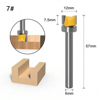 Broca enrutadora de ajuste al ras con rodamiento para madera, vástago recto de 6mm, herramienta de corte de fresado de carpintería de tungsteno, 1. 4NG3