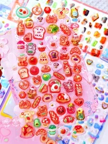 可爱迷你动物卡通3D贴纸，萌趣手账DIY装饰贴纸，美化文具，装饰，礼品，适用于家居装饰、派对装饰、生日礼物、各种节日礼物，时尚百搭 - 彩色 - 查看 3