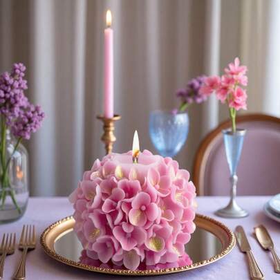 绣球花树脂模具 - 花卉硅胶蜡烛制作模具，适用于情人节和圣诞节装饰，易脱模且可重复使用，适用于DIY环氧树脂、粘土和石膏工艺品 - 是浪漫礼物和节日装饰的完美之选