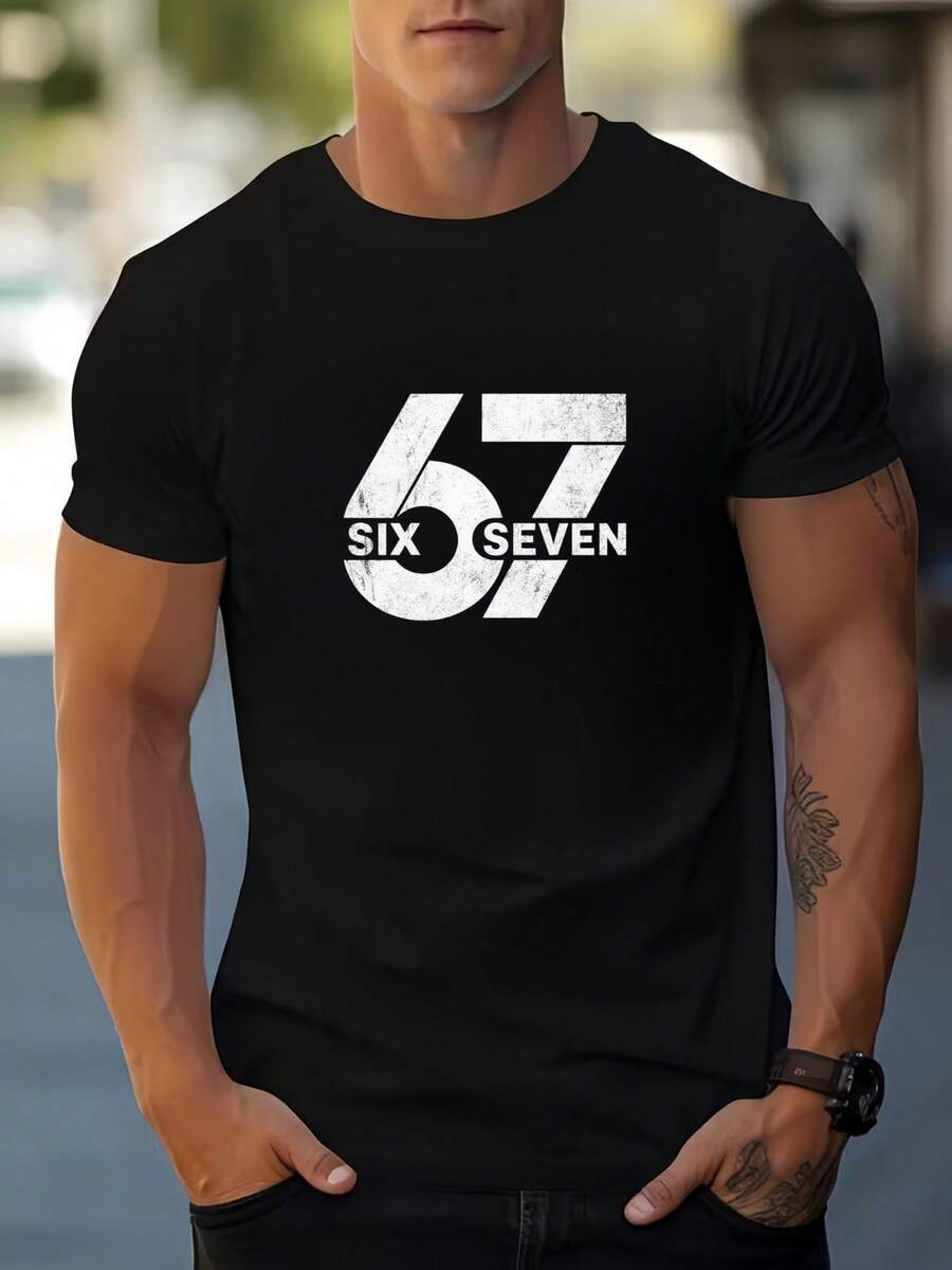 Men's T-Shirt 67 Six Seven Unisex 100% Cotton - 黑色 - 查看 1