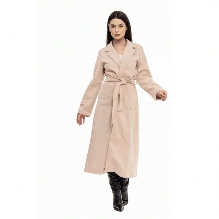 Women's Max Long Overcoat In Brushed Wool Hbd Plus - Sbt-005 - Beis - Ver 1