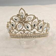 Corona brillante para princesa de XV años Forma de Flor - Dorado - Ver 7
