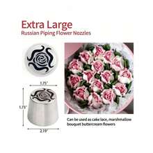6pcs/Set Extra Large Russian Piping Tips - 6pcs Stainless Steel Macaron Cream Piping Nozzles For 3D Rose, Tulip Cake Decoration And Macaron Bouquet (6A) - 彩色 - 查看 2