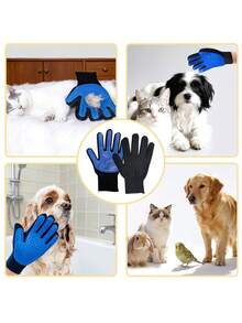 Pet Grooming Gloves, Deshedding Massage Grooming Gloves, Suitable For Removing Loose Hair On Dogs And Cats, Cat Cleaning Grooming Gloves, Pet Grooming Massage Petting Gloves, Deshedding Grooming Brush Gloves - Multicolor - View 4