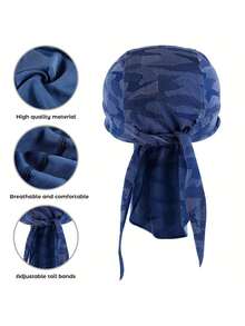 1条吸湿排汗头带，速干运动头带，骷髅图案头巾，男女通用海盗头饰 - A - 查看 4