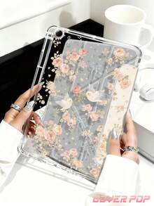 花鸟图案平板电脑保护套,兼容 iPad Air 11 英寸 M3 2025 / M2 2024、Air 第五代 2022、(A16) 11 英寸第十一代 2025,兼容三星 Galaxy Tab、Kindle Paperwhite 第十二代 2024,透明背壳,时尚图案保护套,支持自动睡眠/唤醒功能,气囊保护,适合送礼和办公使用。 - 彩色 - 查看 5