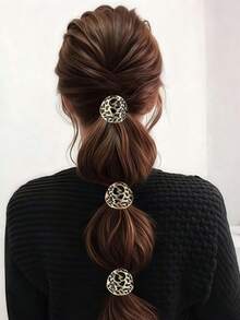 1 pieza/3 piezas Scrunchies de pelo de mujer con estampado de leopardo metálico negro y dorado, adecuados para coleta, uso diario, primavera/verano, playa, vacaciones, elásticos de pelo, cuerda de pelo, goma de pelo, vacaciones, viaje - Multicolor - Ver 11