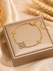 1pc Fashionable Minimalist Stainless Steel Bracelet, Perfect Holiday Gift For Ladies - Style 3 - View 1