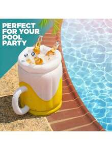 1pc Inflatable Beer Cup Cooler - Portable Large Capacity Cooler, Suitable For Pool, Beach Party | Durable PVC Material, Must-Have For Summer Outdoor, No Electricity Needed, Portable Inflatable Cooler, Pool Accessories, Beer Themed Design, Easy To Inflate And Install - View 12