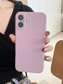 1pc Minimalist Solid Purple Shockproof Protective Phone Case, Suitable Compatible With Apple 17/17 Pro/17 Pro Max/16/16 Pro Max/15/14/13/12 Pro Max, Soft TPU Anti-Fingerprint Phone Case, Valentine's Day/Birthday Gift - Purple - View 1