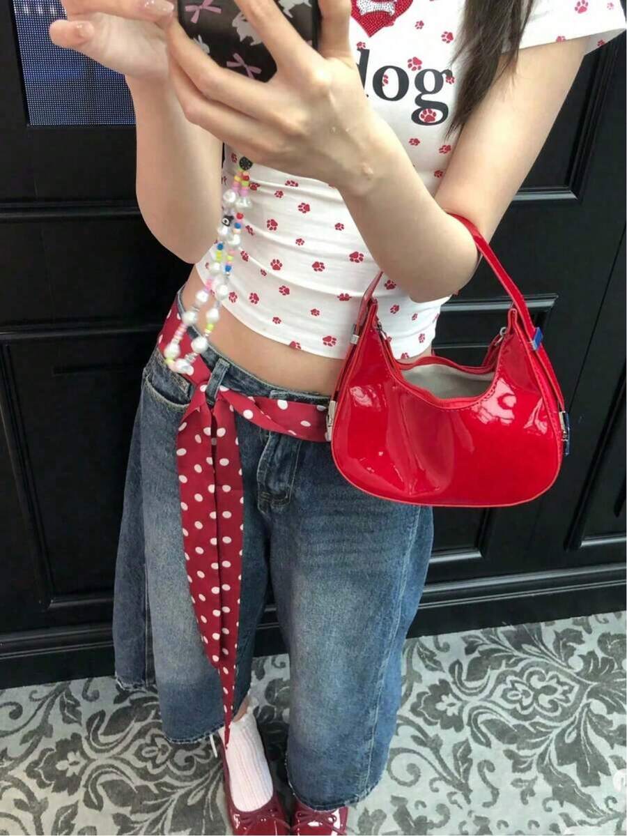 1 chiếc khăn quàng cổ chấm bi, khăn dài hẹp họa tiết chấm bi và da báo thời trang, thích hợp cho mùa hè, mùa thu, đi học, Halloween. - màu đen - Xem 1