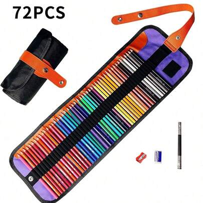72 Lapices de Colores, con Estuche para Lápices, 1 Sacapuntas, 1 Borrador y 1 Extensor de Lápiz, Lápices de Colores para Principiantes y Profesionales, Lápices de colores ﻿ ﻿