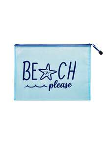 防水時尚海灘包，印有「Beach Please」海星圖案。大容量透明化妝包配尼龍拉鍊 - 輕量，適合春夏收納，完美適用於游泳、海灘、潛水和夏季度假、返校，輕量防曬收納包，適合朋友、家人、閨蜜、同學。生日、節日、派對、婚禮（伴娘）、教師節的完美禮物與紀念品，郵輪必備，夏季度假禮物 - 彩色 - 查看 14