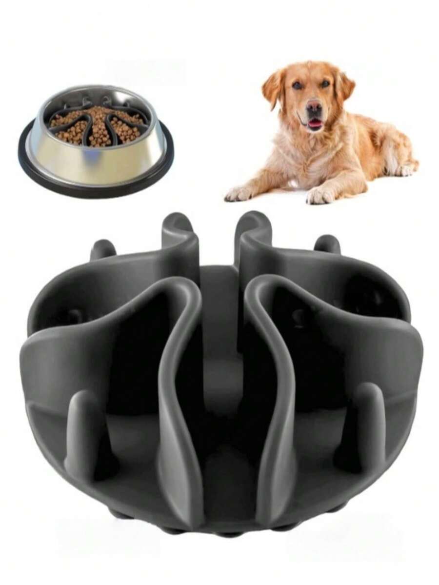 Khay ăn chậm cho chó, khay ăn chậm dạng ghép hình với 51 giác hút hình bạch tuộc, phù hợp với bát ăn cho chó cỡ trung bình và lớn có đường kính trên 6,5 inch (Màu đen) - màu đen - Xem 1