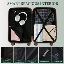 YSTYLE LONG VACATION 5-Piece Travel Luggage Set With ABS+PC Hard Shell Carry-On Suitcase, Spinner Wheels And YKK Zipper With TSA Lock - Greenish-brown - View 7