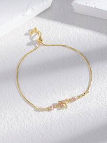 1件优雅可爱奢华蝴蝶心形锆石可调节手链，适合女性和女孩日常佩戴、生日礼物、毕业派对，为装扮增添精致感。 - 彩色 - 查看 3