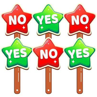 hoojojo 2/6 Pcs Star Shaped YES/NO Handheld Voting Paddles, Double-Sided Pattern,Teacher Classroom Interactive Game Props