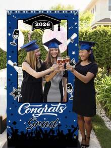 Decoraciones de graduación 2026, Fondo y accesorios para fotografías de fiesta de graduación 2026, Felicitaciones por la graduación 2026, Decoraciones de fiesta de graduación de escuela secundaria/universidad de color azul y negro, Fondo de fiesta, Accesorios para fotografías, Celebración de vacaciones, Ceremonia de graduación - multicolor - Ver 6