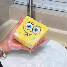 SpongeBob SquarePants 1 pieza Cepillo de esponja para lavar platos, esponja mágica quitamanchas, cepillo de cocina para ollas para uso doméstico - A - Ver 5