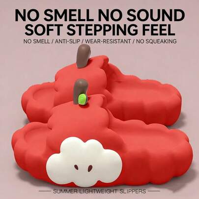 1 đôi dép đi trong nhà thiết kế hình đám mây và quả táo, dép đế dày trong nhà dành cho cặp đôi mùa hè 2026 mới, giá để giày, dụng cụ tiết kiệm không gian, ngoài trời, sân vườn, đồ dùng cần thiết khi đi du lịch, di động, đồ dùng cần thiết khi đi biển, mùa tốt nghiệp, lễ tốt nghiệp, quà tốt nghiệp, quà tặng tốt nghiệp, chúc mừng tốt nghiệp, chúc mừng người tốt nghiệp, thủ khoa, hoàn thành chương trình học, tiệc tốt nghiệp