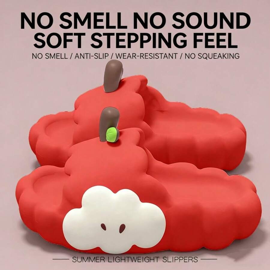 1pc Cloud & Apple Design Slippers, 2026 New Summer Couples Indoor Thick Sole Slippers,Shoe Rack,Storage Saver,Outdoor,Garden,Travel Essential,Portable,Beach Essential,Graduation Season,Commencement,Graduation Ceremony,Graduation Gift,Graduation Present,Graduation Gift,Graduation Present,Congrats Grad,Congratulations Graduate,Valedictorian,Finish School,Graduation Party