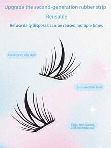 48片装自粘式免胶蓝白瓷质假睫毛簇，混合长度蓬松套装，无需胶水，蓬松单根假睫毛，自粘式DIY睫毛嫁接，预涂胶睫毛簇，自然纤长C型卷翘睫毛簇，无需胶水，无需卸妆，假睫毛，睫毛簇，单根假睫毛，睫毛，假睫毛 - C - 查看 6