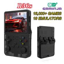 GAMINJA R36S 复古开源手持游戏机：3.5 英寸 IPS 屏幕、Linux 系统、内置 64GB、10,000+ 预装模拟器游戏、生日礼物 - 彩色 - 查看 3