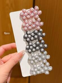 6pcs Colorful Flower Hair Clips, Sweet Style Hair Accessories Suitable For Daily Use - Multicolor - View 3