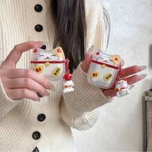 1pc Cat Ear Case, Cartoon Protective Cover Compatible With Apple 3/4, Pro 2, Pro 3, Random Orientation - Multicolor - View 1