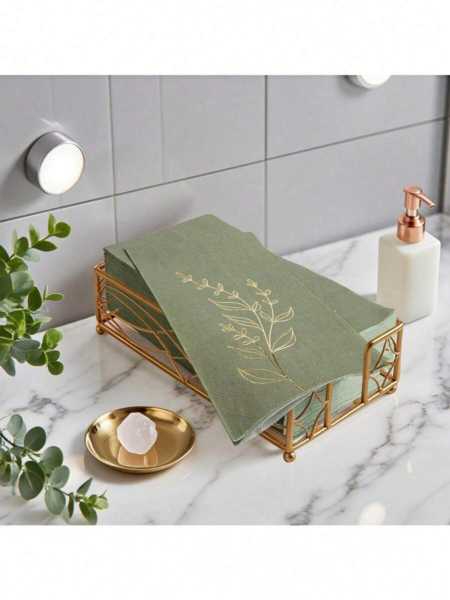 20 piezas de servilletas desechables de papel de 2 capas con estampado de hojas verdes grandes, tamaño 40 x 33 cm, adecuadas para bodas, fiestas, vacaciones, cumpleaños, decoración de aniversarios, suministros para fiestas - multicolor - Ver 1