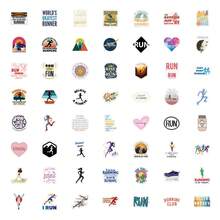 60张跑步主题乙烯基贴纸，美观实用，适用于剪贴簿、日记本、保险杠、滑板、水瓶、头盔、水杯、汽车贴纸等。 - 隨機 - 查看 3