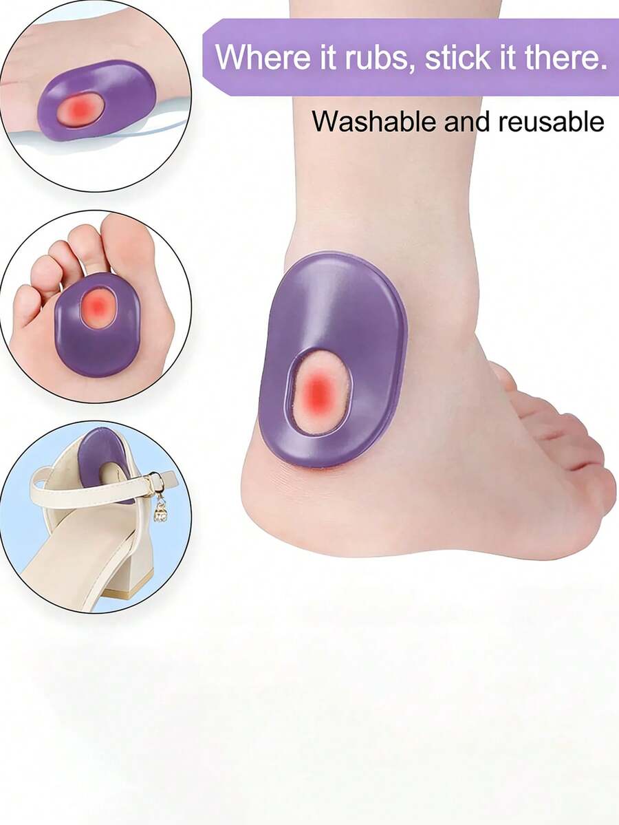 1对自粘硅胶防摩擦垫，柔软加厚，适用于女士高跟鞋，可重复粘贴于鞋跟处。 - 紫色 - 查看 1