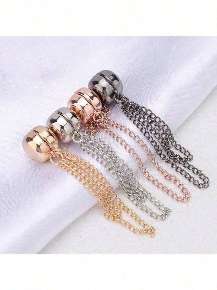 4pcs Adjustable Magnetic Pant Leg Clips And Sleeve Clips - Durable Alloy Material, Detachable Pant Leg Buckle Rings, Suitable For Pants And T-Shirts, Magnetic Buckle Rings At Pant Leg, Seamless Edge Design, A Magical Tool To Shorten Pants When Too Long, Strong Magnetic Buckle Clips And Closure - Silver - View 8